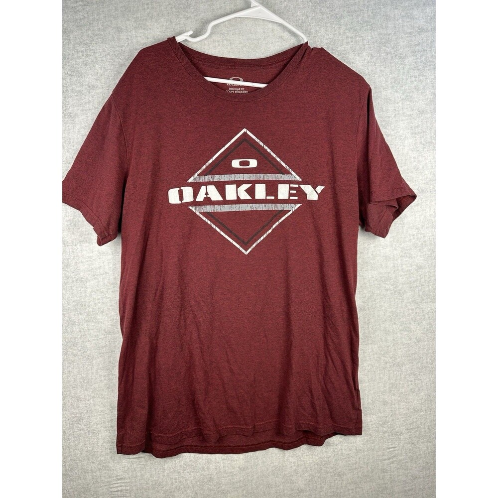 Oakley Mens T shirt Size XL Burgandy Maroon Made for Buckle Short Sleeve Reg Fit